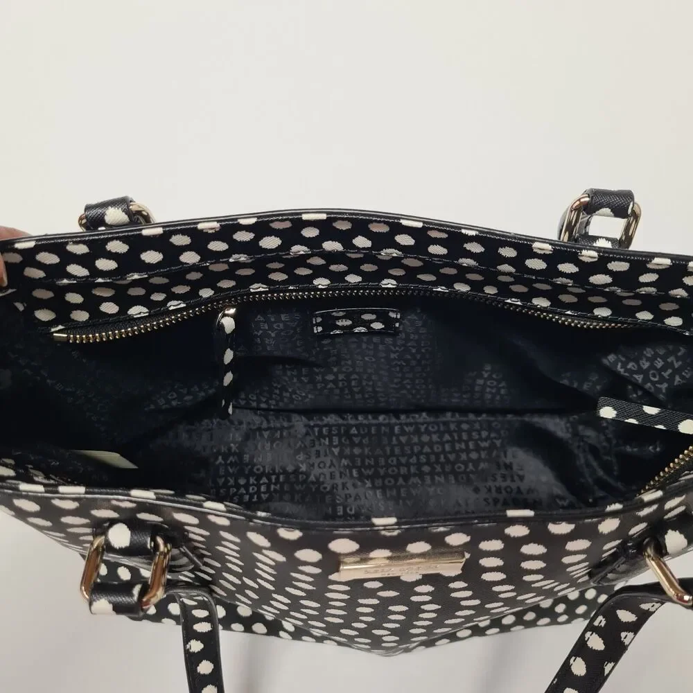 Kate Spade Dally Tote Purse Laurel Way Printed Polka Dot Handbag Casual Cute